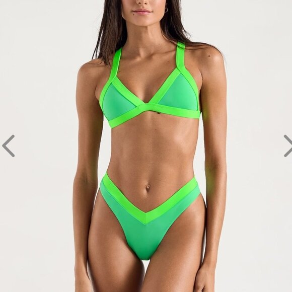 NWT OneOne Swimwear Bikini Set Vienna Green Small New Jesse Kameron 2024 Neon - Picture 2 of 13
